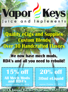 Vapor Keys 15% off coupon